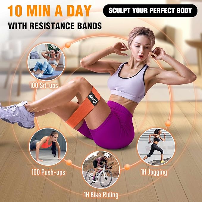 Fabric Resistance Bands for Working Out - Exercise Bands for Women and Men, Booty Bands for Legs and Glute, Yoga, Pilates, Rehab, Fitness and Home Workout-FlexoryFit