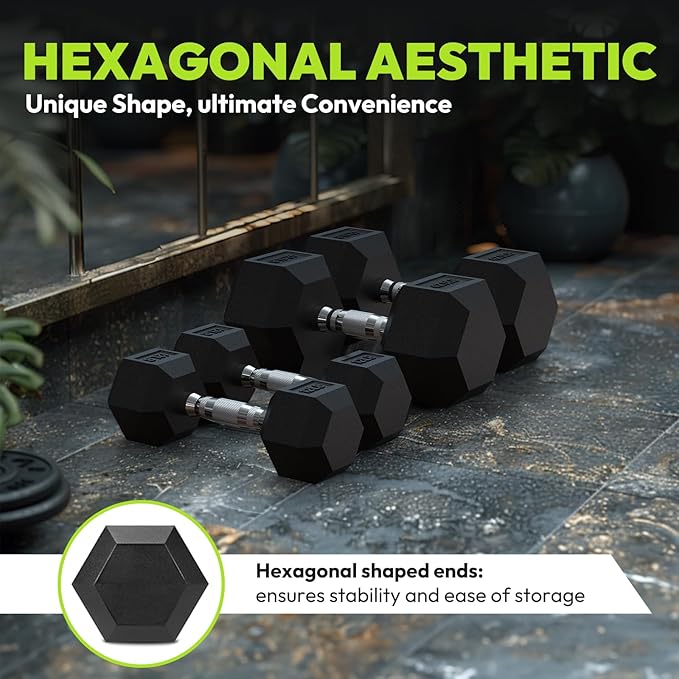 Hex Dumbbell Sets with Rack, 60-550 lb Rubber Encased Exercise & Fitness Dumbbells Set with Rack Option, Hand Weight for Strength Training, Weight Dumbbells-FlexoryFit