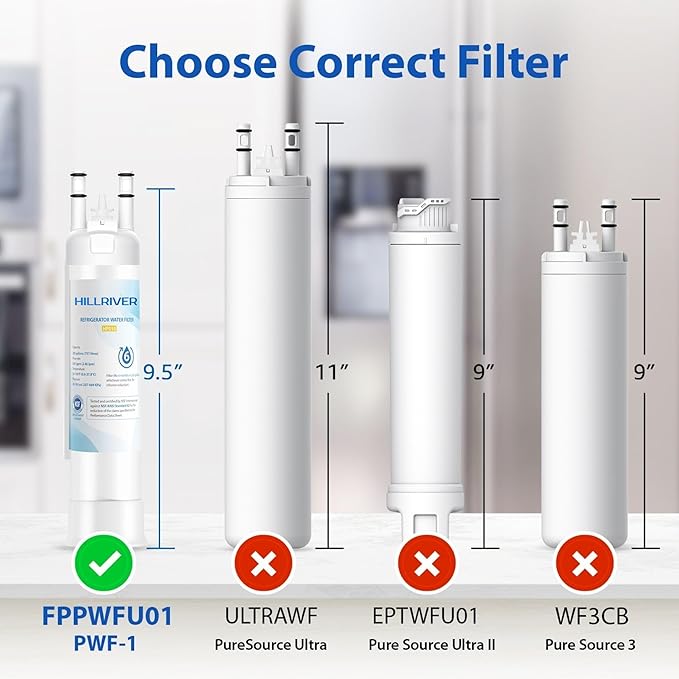FPPWFU01 EPPWFU01 Water Filter Replacement, Compatible with EPPWFU01 PureAdvantage PWF-1, Frigidaire FPPWFU01 PurePour PWF-1 (1 Count) - Packaging May Vary