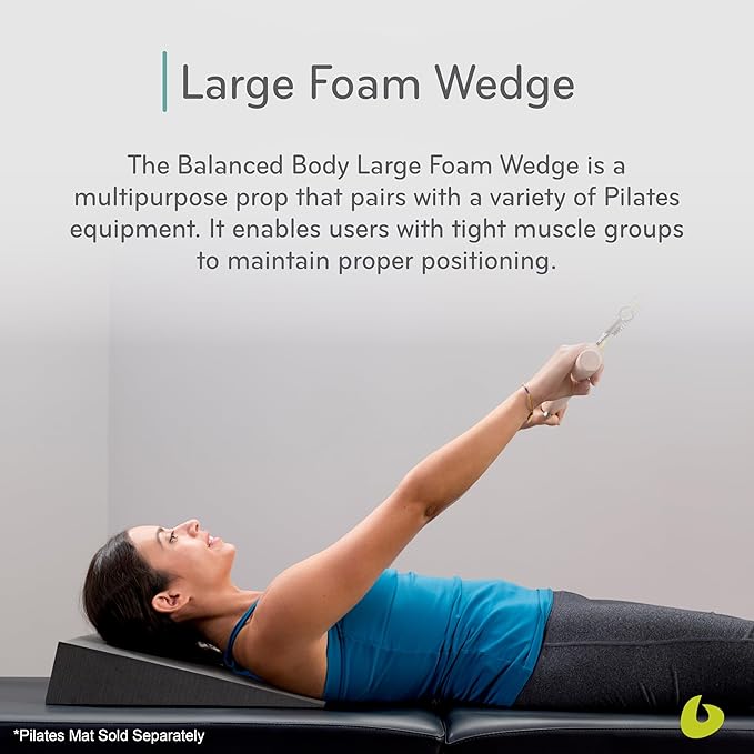 Balanced Body Large Foam Wedge, Pilates Reformer Accessory, Workout Wedge for Home Gym or Studio, Black-FlexoryFit
