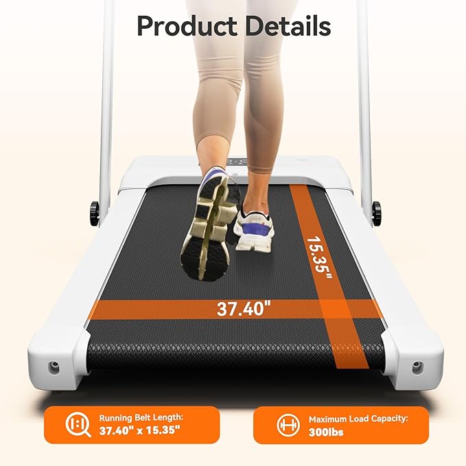 Walking Pad Treadmill with Handle bar, 3.0HP Small Foldable Treadmills for Home with APP Remote Control and LED Display, 7.5MPH Portable Treadmill 300 Lbs Capacity-FlexoryFit
