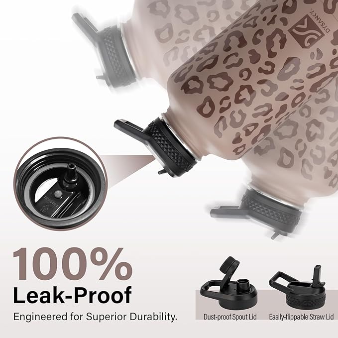 Insulated Water Bottle | Thickened Stainless Steel Vacuum Metal | Portable Sports Half Gallon Large Water Jug for Gym and Hiking with Straw, Carrier Bag, Handle Strap | BPA-Free 64 oz-FlexoryFit