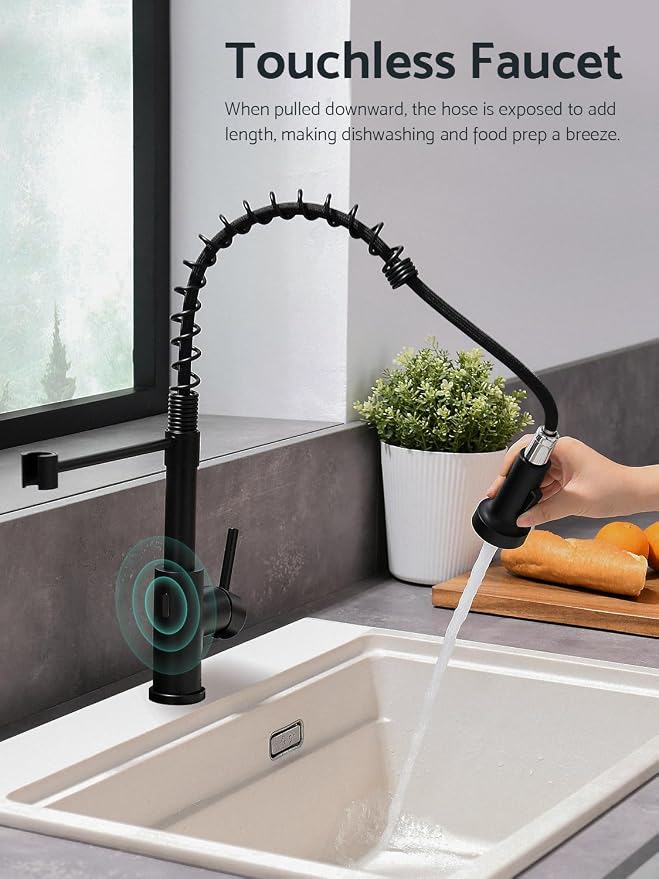 WEWE Matte Black Touchless Kitchen Faucet - Image 2