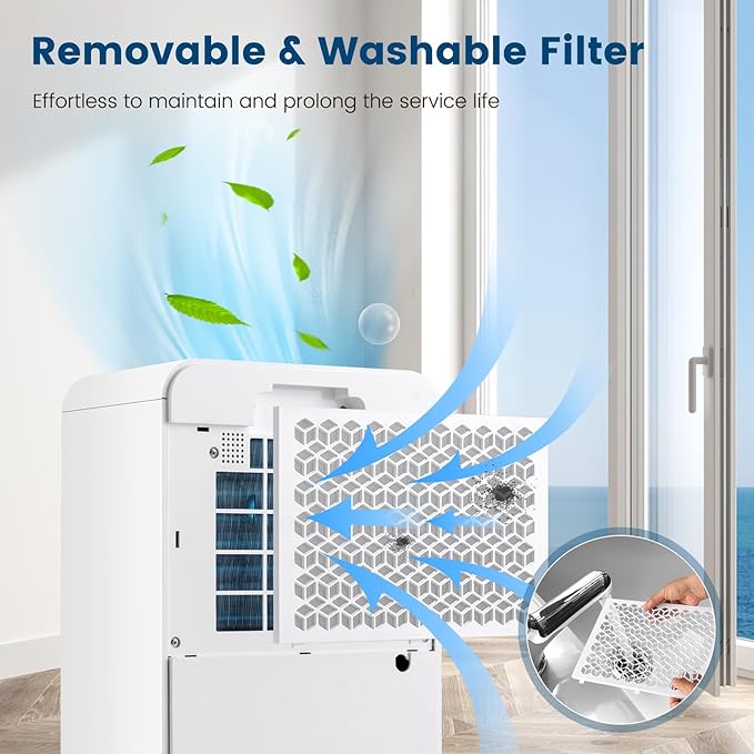 COSTWAY 2500 Sq. Ft Dehumidifier for Basement, 32 Pints Portable Quiet Dehumidifier for Bedroom Bathroom with Sleep Mode, 24H Timer, Auto Shut Off, Auto Defrost & Drain Hose (Yellow)