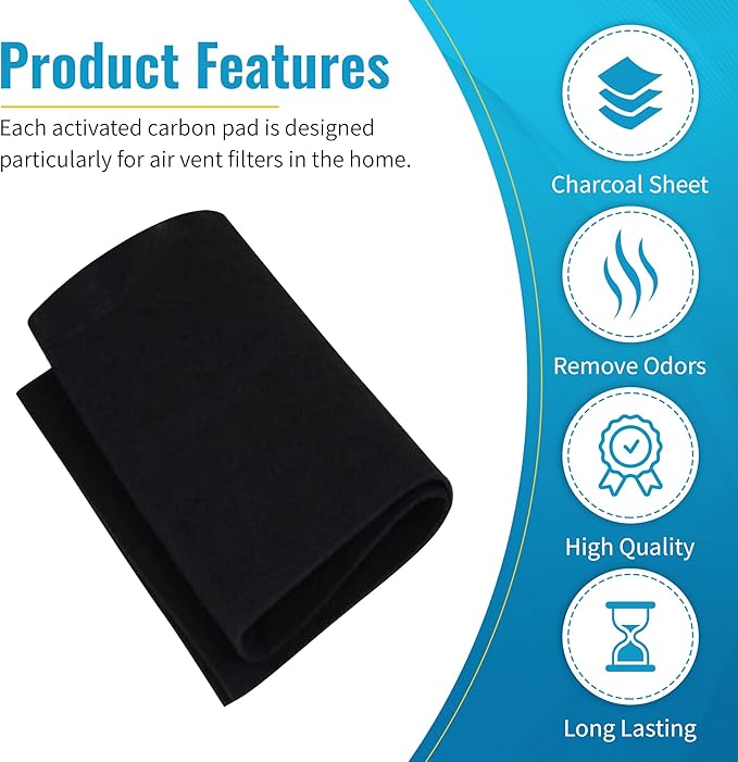 CFS 3-PACK Cut-to-Fit Carbon Pad 16 x 48 inches for Air Filters Charcoal Sheet fits Air Purifiers Range Hoods Furnace Filters removes Odor V O C Parts Accessories Replacement Replenishment and more