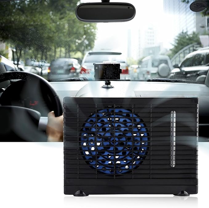 Portable Air Conditioners, DC12V Mini Air Conditioner and Small Evaporative Air Cooler and Humidifier Fan, 2 Speed Adjustable Car Air Cooler Improve Air Quality