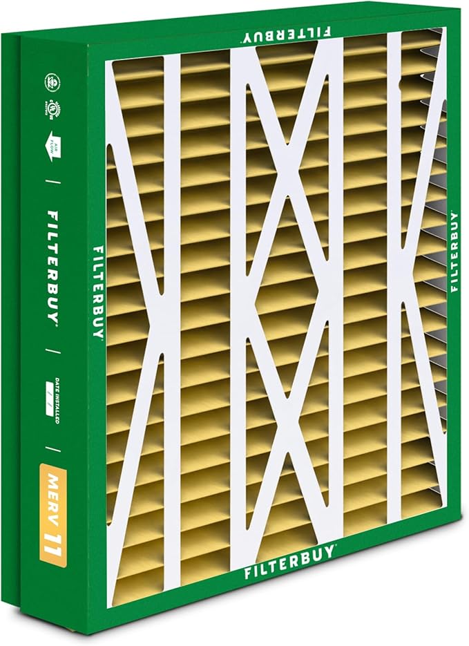 Filterbuy 24.5x27x5 Air Filter MERV 11 Allergen Defense (2-Pack), Pleated HVAC AC Furnace Air Filters for Trane, American Standard, Honeywell, & Accumulair (Actual Size: 24.06 x 26.13 x 4.97 Inches)