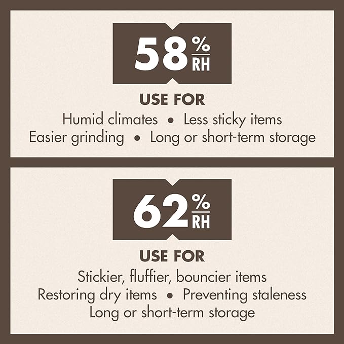 Boveda 58% Two-Way Humidity Control Packs For Storing 1 lb – Size 67 – 12 Pack – Moisture Absorbers for Storage Containers – Humidifier Packs – Individually Wrapped Hydration Packets