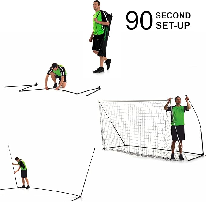 QUICKPLAY Kickster Soccer Goal Range – Ultra Portable | Quick and Easy Set Up | Includes Net and Carry Bag | Available in 7 Sizes | Backyard Soccer Net for Kids & Adults [Single Goal]