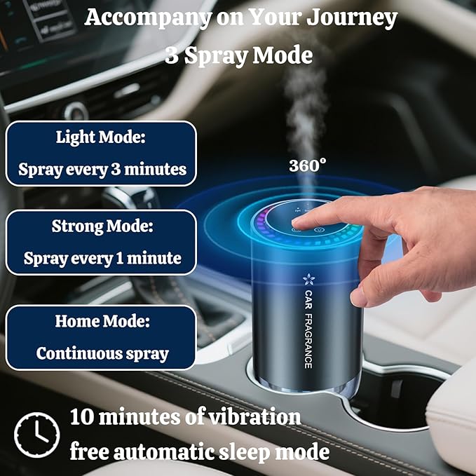 Smart Car Air Freshener Diffuser with Starry Sky Projection RGB Music Syncing Light 100ml Aroma Diffuser Auto On/Off 3 Adjustable Modes Perfect for Car Home and Office, Cologne and Ocean