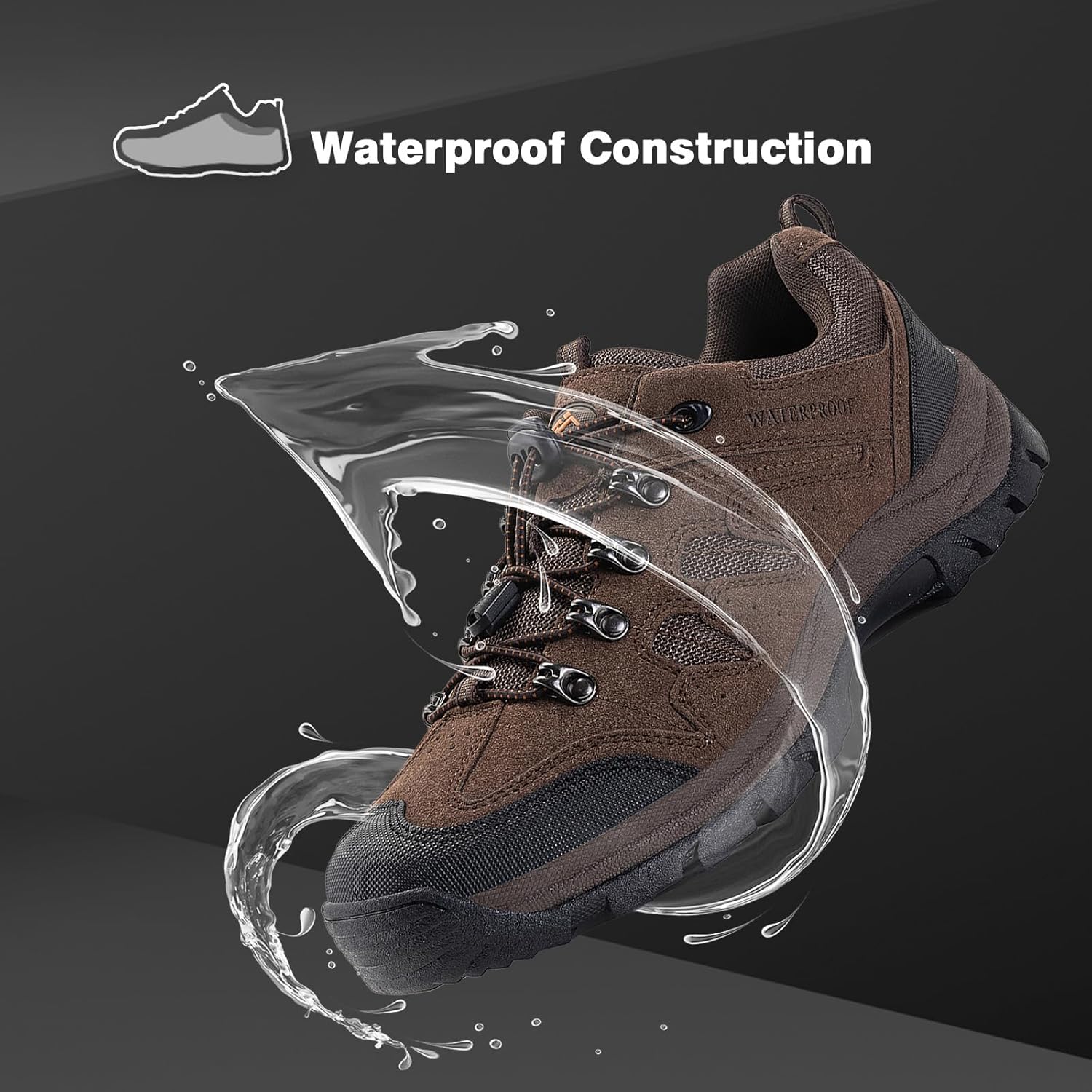 CC-Los Men's Waterproof Hiking Shoes Outdoor Comfortable Trekking Shoe Lightweight Working Sneaker