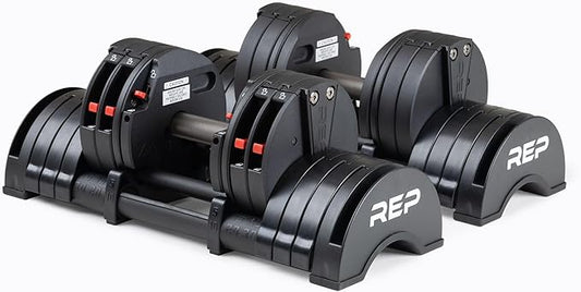 Rep Fitness Quickdraw Adjustable Dumbbells, Multiple weight ranges available including: 5-30, 5-40,5-50 and 5-60 lbs-FlexoryFit