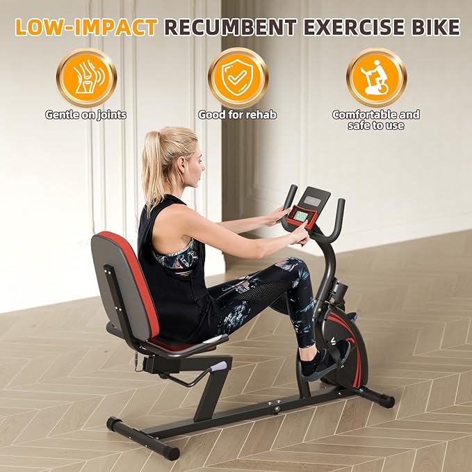 VANSWE Recumbent Exercise Bike for Adults Seniors - Recumbent Bikes for Home with Magnetic Resistance, Bluetooth and App Connectivity, Pulse Sensor-FlexoryFit