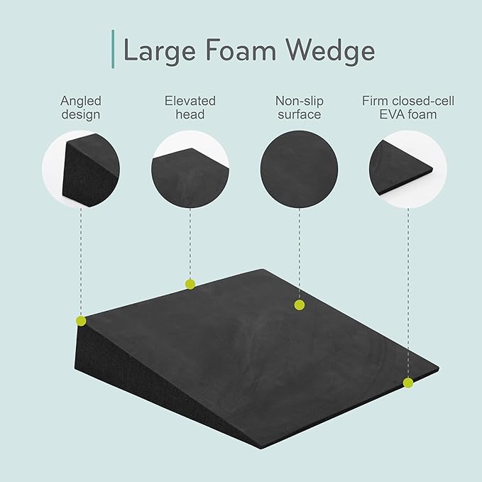 Balanced Body Large Foam Wedge, Pilates Reformer Accessory, Workout Wedge for Home Gym or Studio, Black-FlexoryFit
