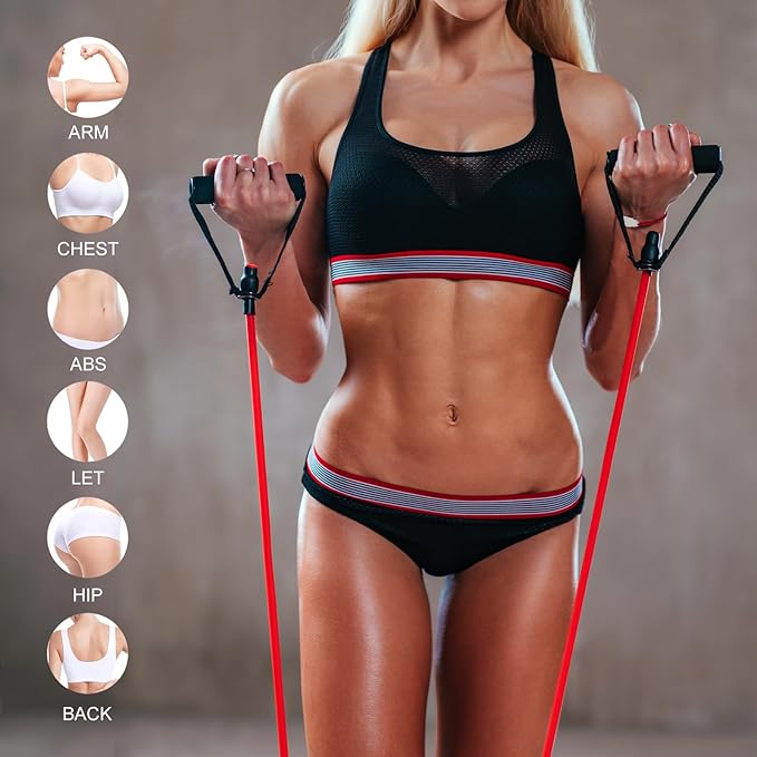 15 Pcs Resistance Bands with Handles for Home Workouts, Exercise Bands Set for Physical Therapy, Strength Training & Fitness for Women and Men-FlexoryFit