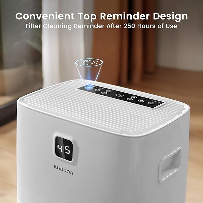 Kesnos 80 Pints Energy Star Dehumidifier for Home & Basement with Drain Hose, Front LED Display and 1.06 Gal Water Tank, Ideal for Spaces up to 5,500 Sq. Ft., Featuring Auto Defrost & Timer Function