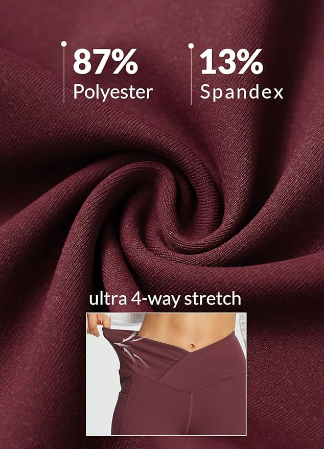 baleaf Women's V Crossover Flare Leggings with Pockets Yoga Pants High Waist Casual Workout Gym Bell Bottom Leggings-FlexoryFit