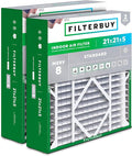 Filterbuy 21x21x5 Air Filter MERV 8 Dust Defense (2-Pack), Pleated HVAC AC Furnace Air Filters Replacement for Rheem, Ruud, and Protech (Actual Size: 20.63 x 20.63 x 4.38 Inches)