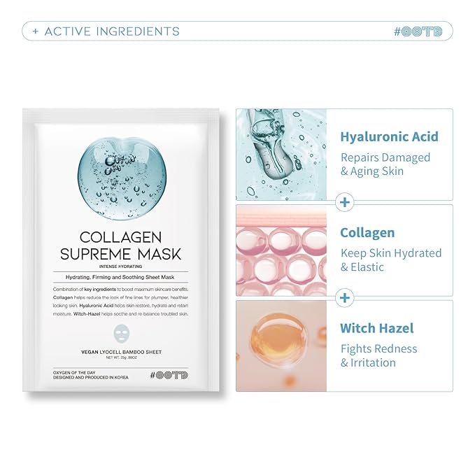 Hydrating Soothing Sheet Masks Gift Set for Skincare, Korean Vegan Sheet Mask for Dry, Sensitive Skin, Calming, Smoothing, Brightening, Collagen, Ceramide, Cica, Hyaluronic Acid 30EA-FlexoryFit