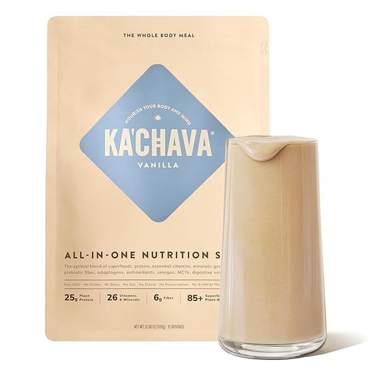 Ka’Chava Whole Body Meal Shake Vanilla 2 lb – Vegan Protein Powder with 85+ Superfoods & Greens – Plant-Based Meal Replacement with Probiotics & Digestive Enzymes – Gluten & Dairy Free (15 Servings)-FlexoryFit