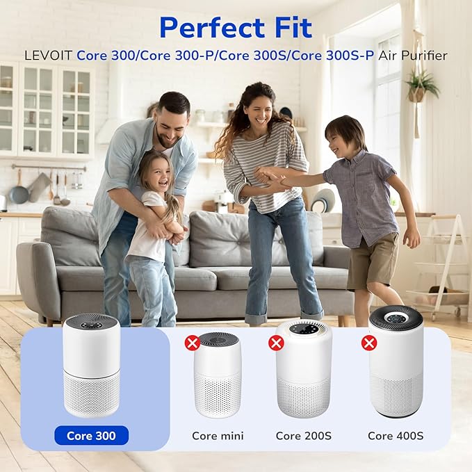 Fil-fresh Core 300 Replacement Filter, Compatible With LEVOIT 300 and 300S Air Purifier, H13 True HEPA Filters and Activated Carbon, Replace 300-RF, 2-Pack