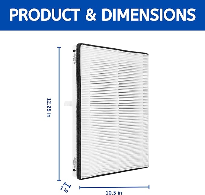 Nispira Replacement HEPA Filter for Air Purifier, Compatible with Vornado Air Purifier Models AC300, AC350, AC500, AC550, PCO200, PCO300, PCO500 Compared to Part MD1-0022, 4 Packs
