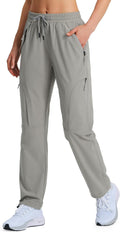 Women's Hiking Pants Quick Dry Lightweight Cargo Pants UPF 50 Water Resistant Zipper Pockets for Golf Travel Work Camping