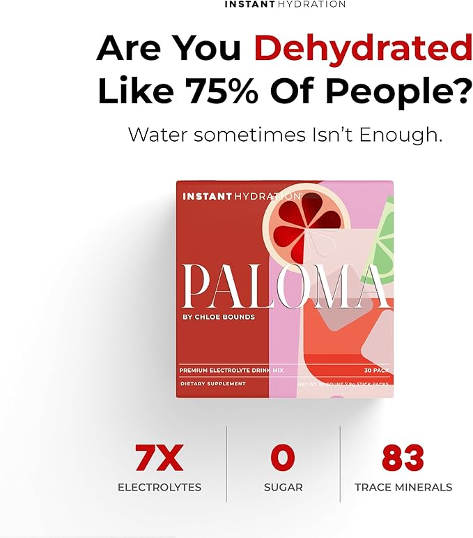 Instant Hydration Electrolytes Powder Packets - Paloma Electrolyte Drink Mix - Zero Sugar - Keto, Vegan, Gluten-Free, Non-GMO - Boost Recovery, Brain Health, Muscle & Tissue Support- 30 Sticks-FlexoryFit