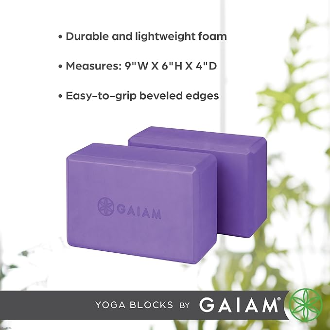Gaiam Yoga Block - Supportive Latex-Free Eva Foam - Soft Non-Slip Surface with Beveled Edges for Yoga, Pilates, Meditation - Yoga Accessories for Stability, Balance, Deepen Stretches-FlexoryFit