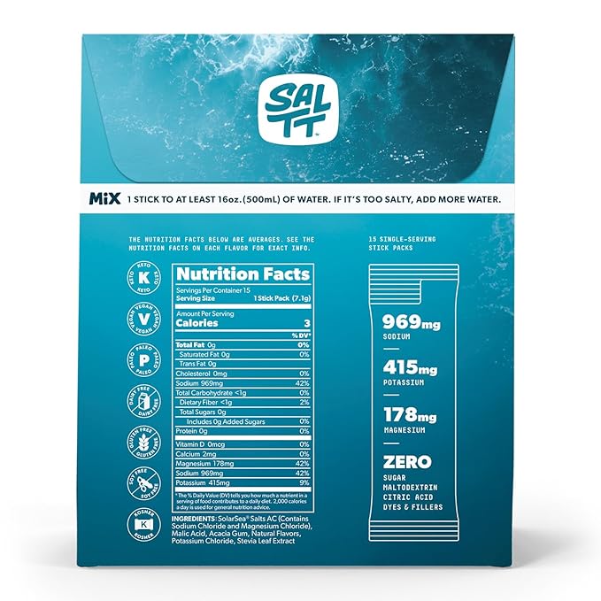 Keto Chow SALTT Electrolytes Powder Packets, All Things Mixed Variety Pack (15 Packets) - Magnesium, Potassium, Sodium, Trace Minerals - Vegan & Gluten Free - Travel Essentials - Made in USA-FlexoryFit