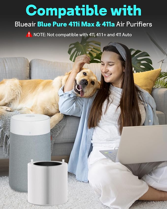 Leemone 2 Pack 411i Max & 411a Max Replacement Filter Compatible with Blueair Blue Pure 411i Max & 411a Max Air Purifier, Blue Pure F4MAX, Activated Carbon Filter