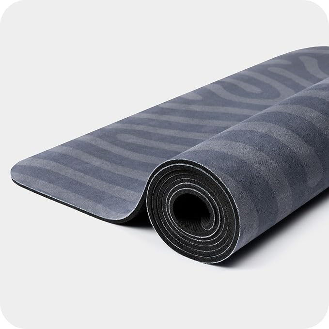 4mm Cushioned Exercise Mat for Yoga & Pilates - Anti Slip, Polyurethane with Suede Top & Carrying Strap-FlexoryFit