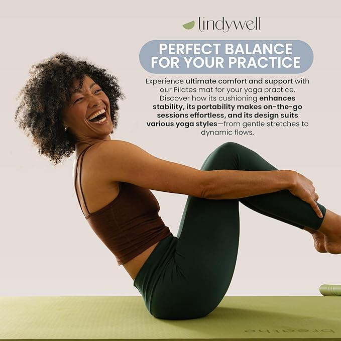 Lindywell Pilates Yoga Workout Mat Non Slip 6mm, 8mm, 10mm Thick - 6ft x 26in-FlexoryFit