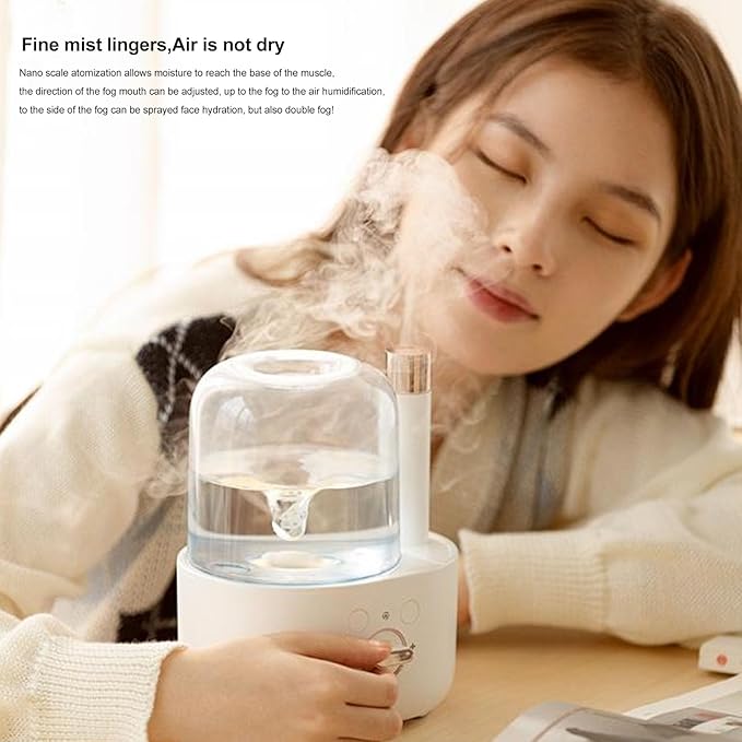 Waterspout Aroma Humidifier, Multifunctional One Piece Design Mute 5V 6W USB Essential Oil Diffuser for Car Office Room Bedroom(White)