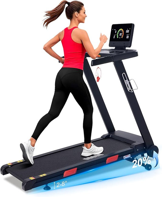 Auto Incline Treadmill, 20% Incline, 3.0HP, 10 MPH Running Machine, 18.5" Wide Belt, 350 lbs Capacity, Treadmill for Home with Bluetooth App-FlexoryFit