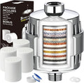 20 Stage Shower Head Filter for Hard Water, Removes Chlorine, Fluoride, Improves Skin and Hair Condition, 4 Cartridges, High Output, Wide Compatibility