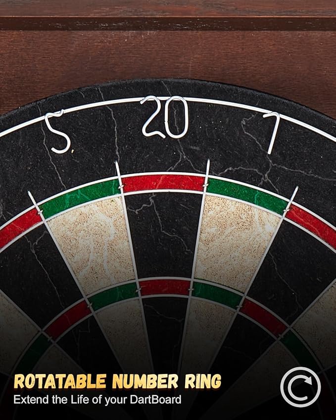 Sisal Dart Board Cabinet Sets, Decorative Dart Boards for Adults [6*Steel Darts] - Wooden Dartboard Cabinet with Integrated Scoreboard for Family Game Rooms