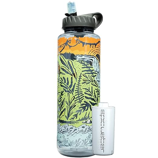 Epic Water Filters Nalgene OG Water Bottle with Filter, USA Made, BPA Free, Removes 99.99% Tap Water Contaminants, Forever Chemicals, GA 2030 Art, 48 oz