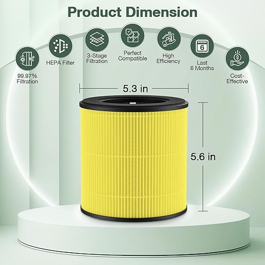 M05 B-D02L Pet Care Replacement Filter Compatible with MOOKA M05/ B-D02L, for KOIOS B-D02L, for VEWIOR B-D02U Air Purifi-ers, HEPA and Activated Carbon Filter, 2 Pack, Yellow
