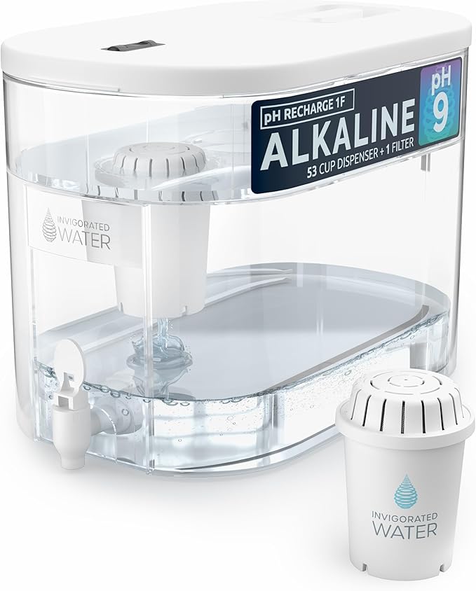 Invigorated Water Alkaline Water Purification Unit, White, Plastic, pH001 Filter Included, Convenient Anti-Slip Design