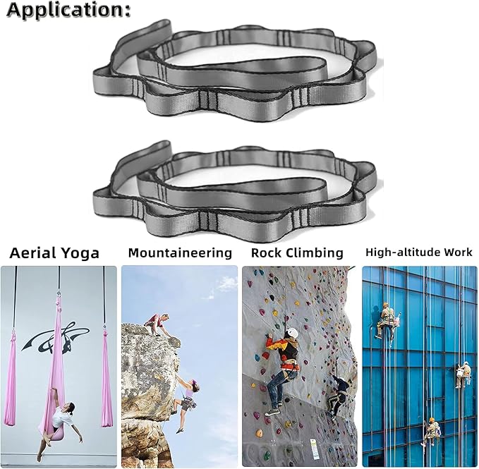 PRIOR FITNESS 2pcs Nylon Daisy Chain Straps for Aerial Yoga Hammock Swing Adjustable Aerial Silk Extender Strap Rope Anti-Gravity Yoga Extend Belts-FlexoryFit