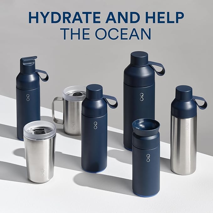 Ocean Bottle - Recycled Stainless Steel Drinks Reusable Water Bottle - Eco-Friendly & Reusable - Forest Green - 17 oz