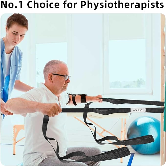 Stretching Strap Yoga Strap Physical Therapy for Home Workout, 10 Loops Non-Elastic Stretch Band for Pilates, Flexibility, Exercise and Gymnastics-FlexoryFit