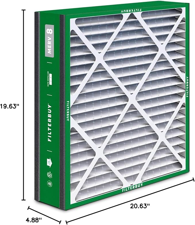 Filterbuy 20x20x5 Air Filter MERV 8 (MPR 700) Dust Defense Replacement (2-Pack), Pleated HVAC AC Furnace Filters for Trion Air Bear 255649-103 & More (Actual Size: 19.63 x 20.63 x 4.88)