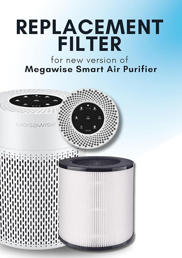 MEGAWISE True HEPA Replacement Filter for Air Purifier EPI235A (2022 Updated Version) with 3-Stage Filtration and Activated Carbon, 1 Pack