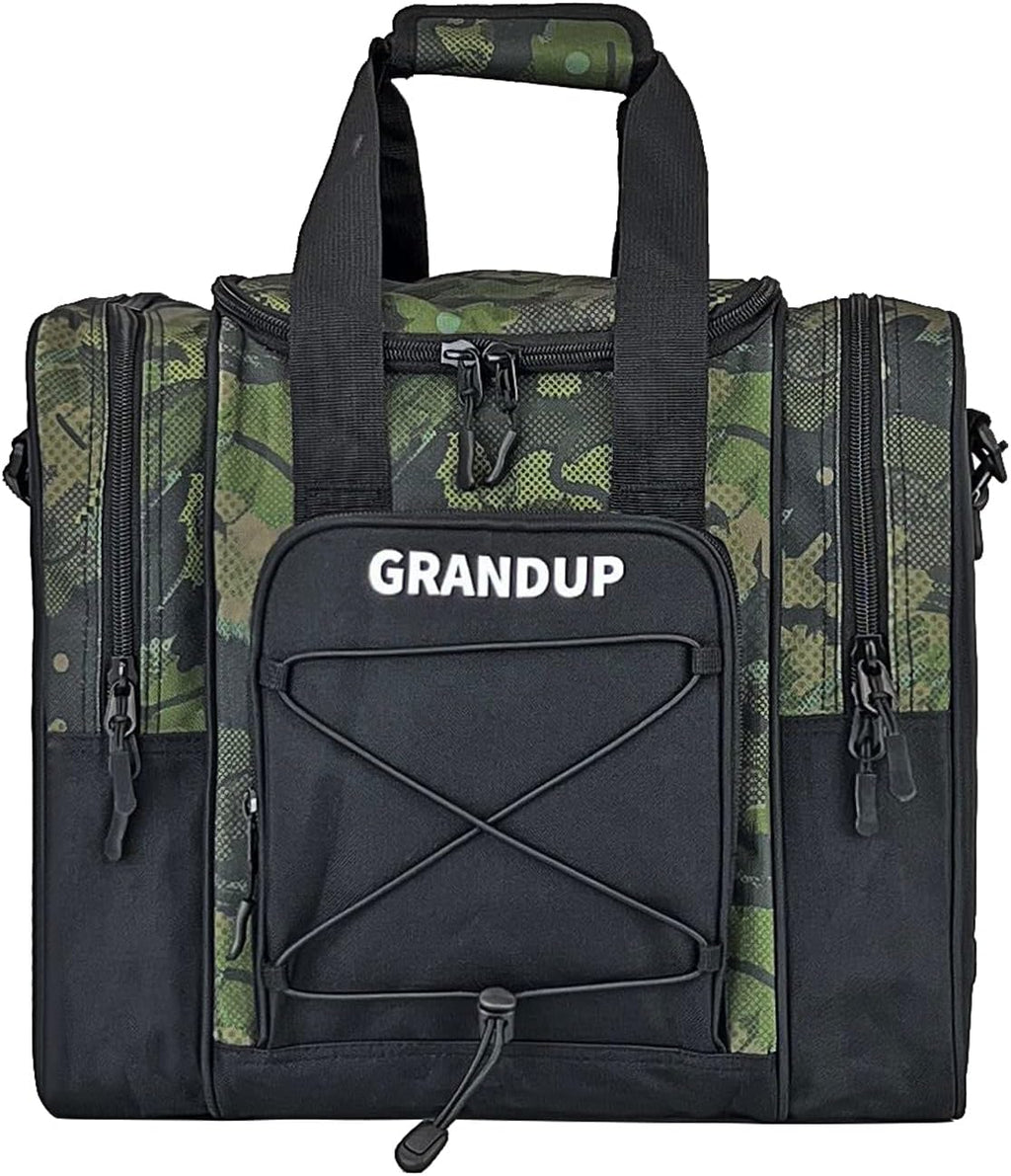 GRANDUP Bowling Ball Bag for Single Ball - Black Bowling accessories Ball Tote Bag Bowling Bag with Padded Ball Holder - Fits Bowling Shoes Up to Mens Size 14
