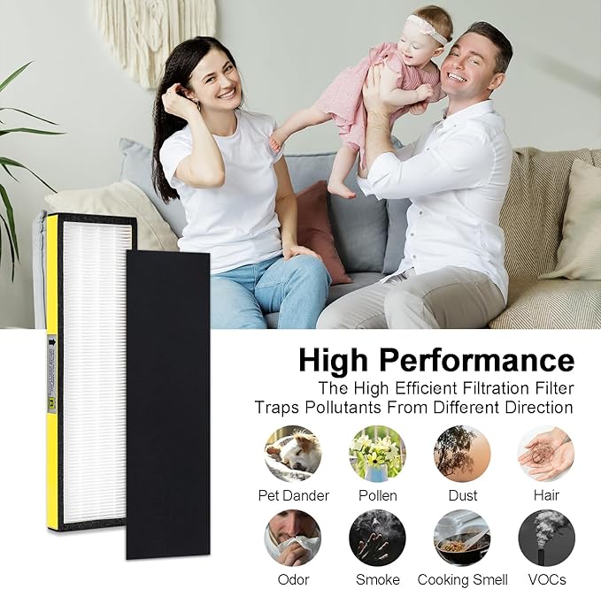 FLT4825 HEPA Filter B Replacement for Gm Guardian ,Compatible with Gm-Guardian FLT4825 AC4825 AC4800 AC4850 , 2 Ture HEPA( Additional pre-filter) + 10 Carbon Pre-Filters, 3-Stage Filtration System