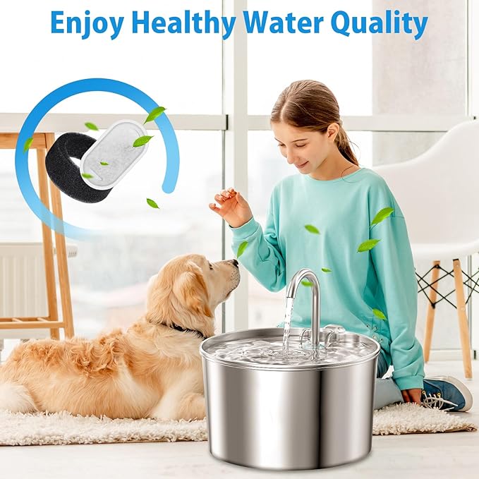 Cat Drinking Fountain Replacement Filter - Fits 67 oz/2 L and 108 oz/3.2 L Stainless Steel Drinkers - Activated Carbon and Ion Exchange Resin Filter - Pet Drinking Fountain Filters (12 Pack)