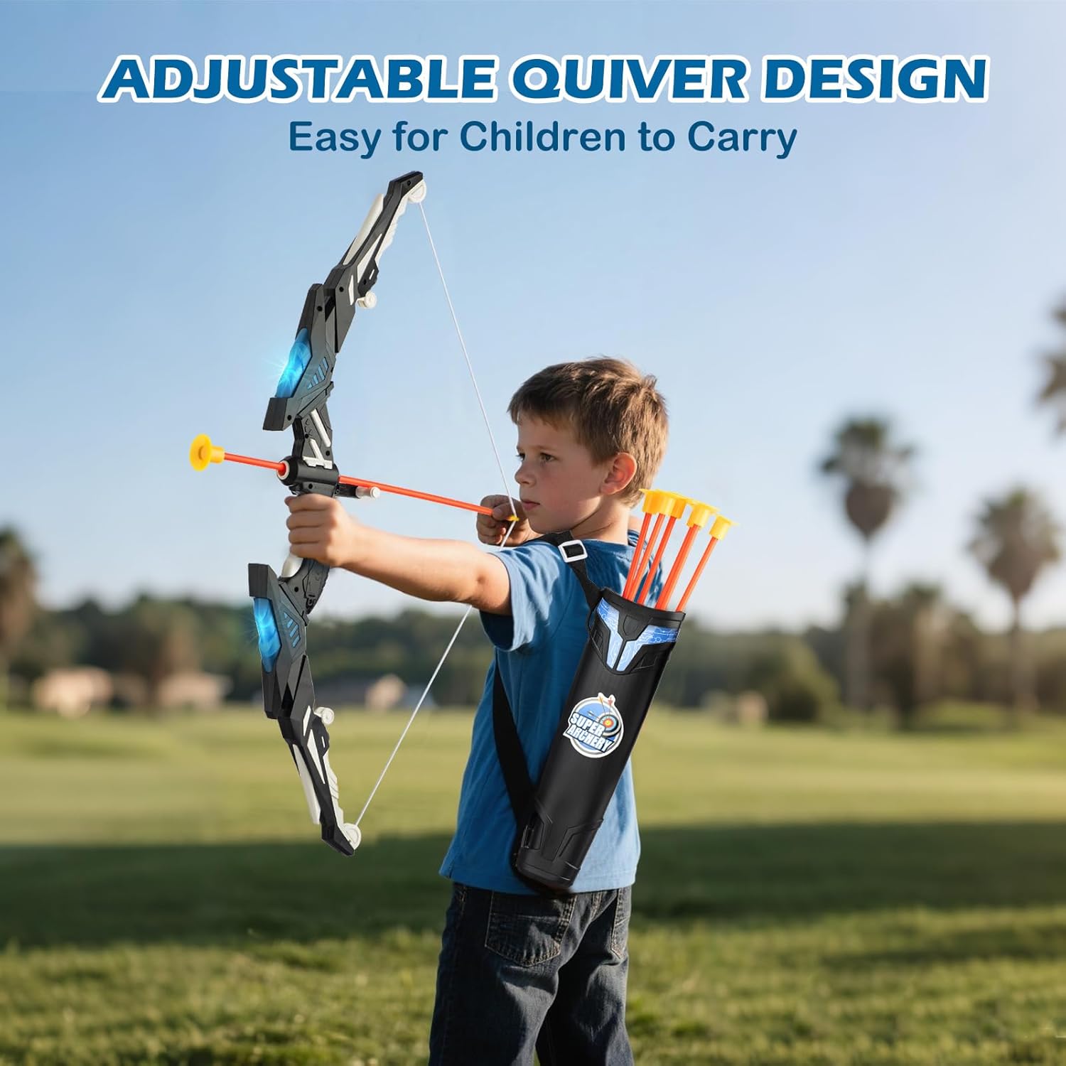 LED Standing Target Archery Set with Bow & Arrows for Kids 4-12 Years Old, Outdoor Sports Toy Gift for Boys & Girls