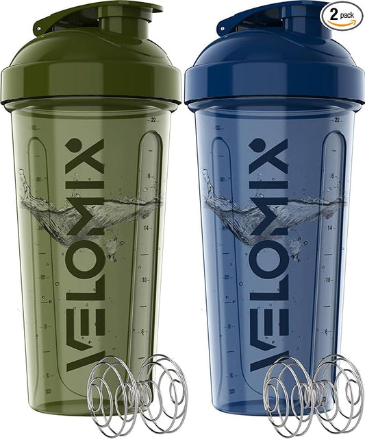 '-2 Pack- 28 oz Protein Shaker Bottles for Protein Mixes - 2x Wire Whisk | Leak Proof Shaker Cups for Protein Shakes | Pre Workout Shaker Bottle | Shakers for Protein Shakes-Green&Blue-FlexoryFit